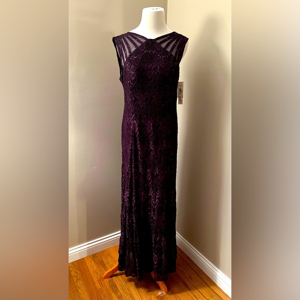 NWT R&M Richards floor length purple dress with some sequins